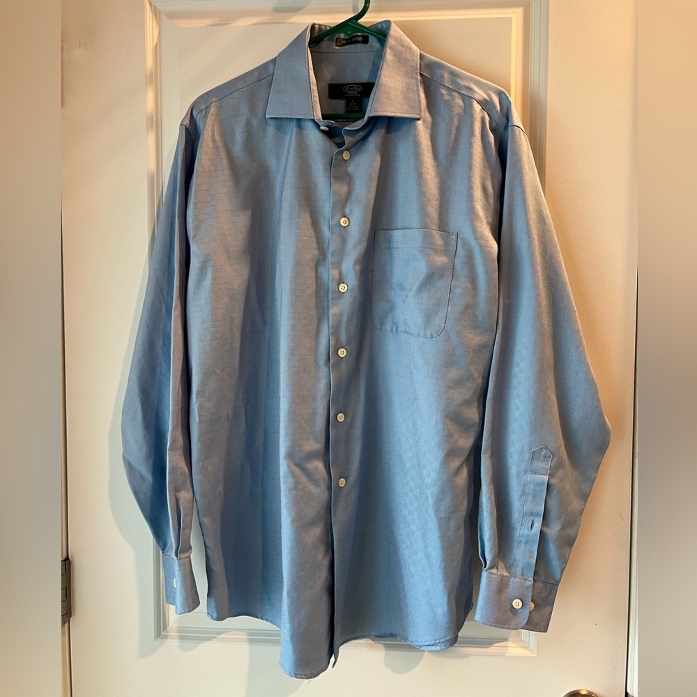 Pronto Uomo Blue Dress Shirt Classic Long-Sleeve. 34/35